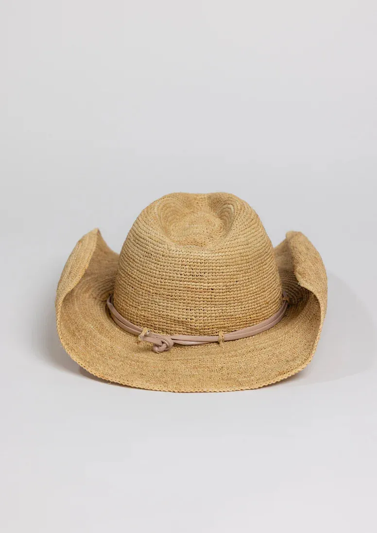 Hat Attack - Raffia Crochet Cowboy Hat - Natural