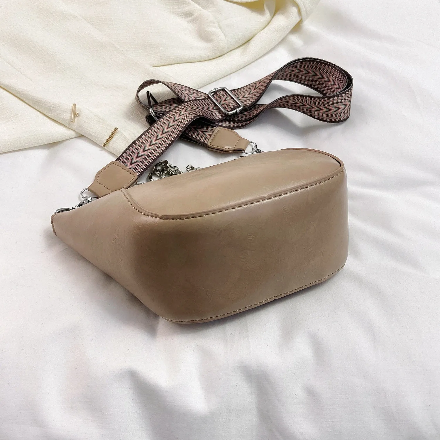 Hazel Blues® |  PU Leather Chain Trim Crossbody Bag