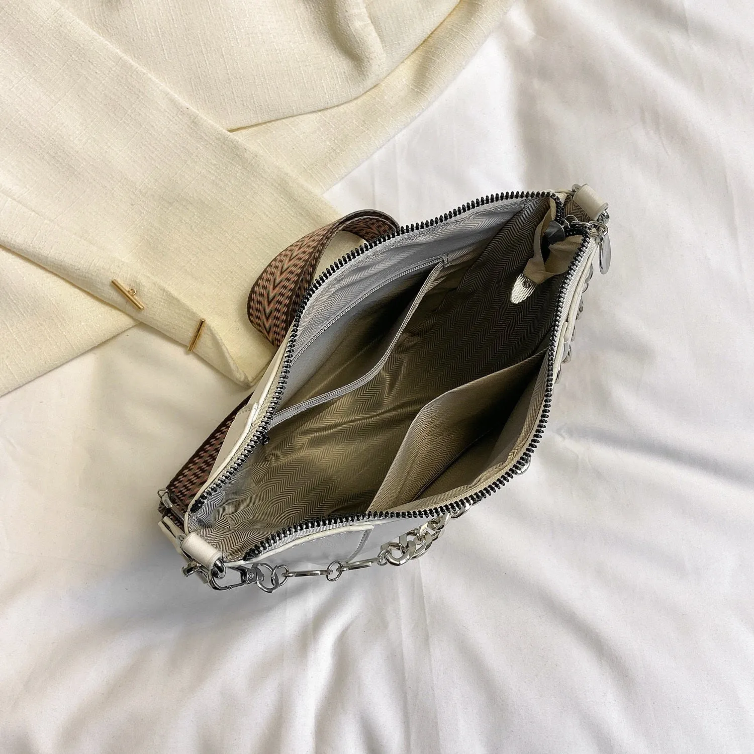 Hazel Blues® |  PU Leather Chain Trim Crossbody Bag