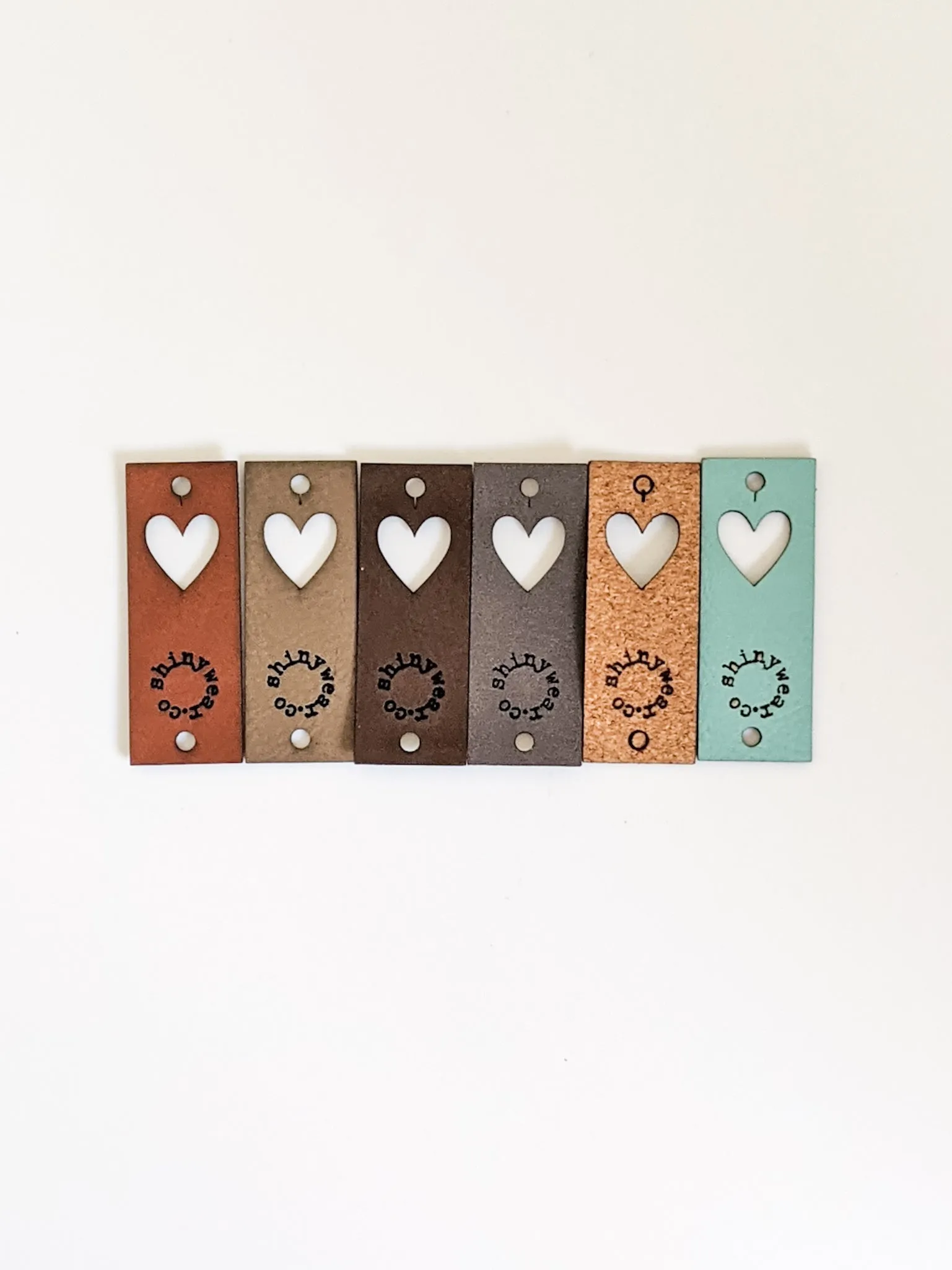 Heart cutout no-sew leatherette tag
