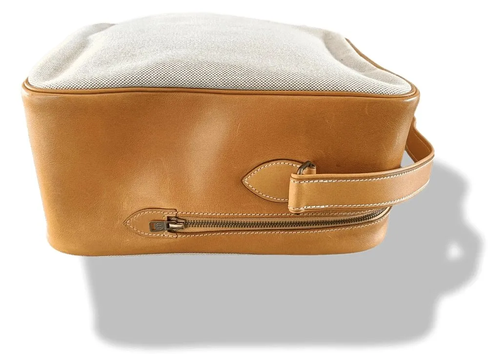 Hermes 1997 Natural Canvas and Leather VICTORIA CROSSBODY Travel Week-end Train Bag Superb condition in Dustbag!