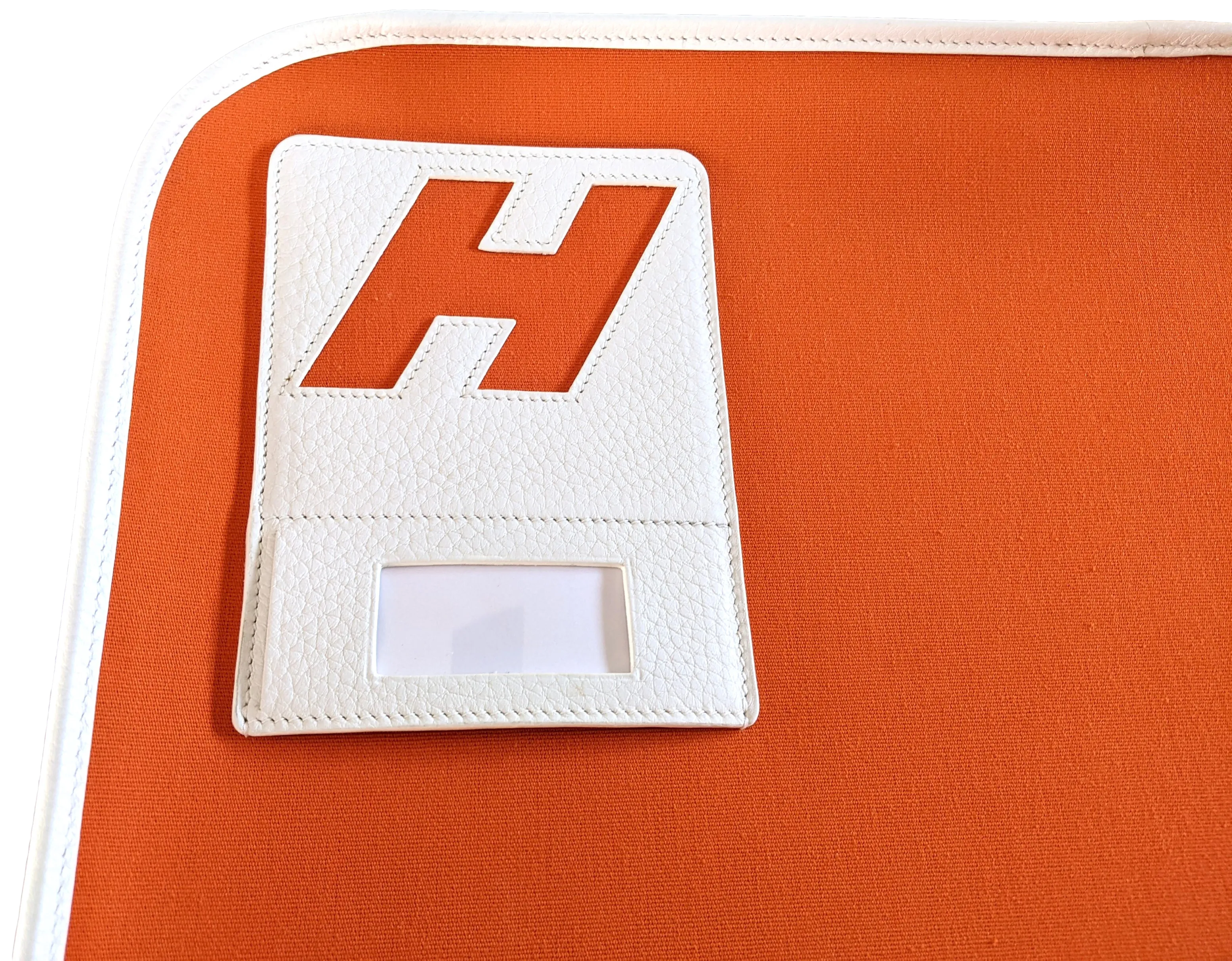 Hermes 2009 Orange/White "Suitcase H" Valise Toile Orange et Cuir Clemence Blanc PHW Rare, New!