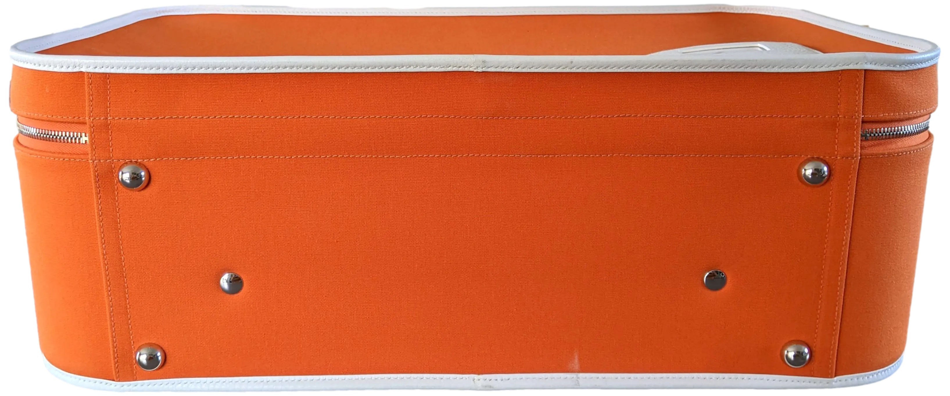 Hermes 2009 Orange/White "Suitcase H" Valise Toile Orange et Cuir Clemence Blanc PHW Rare, New!