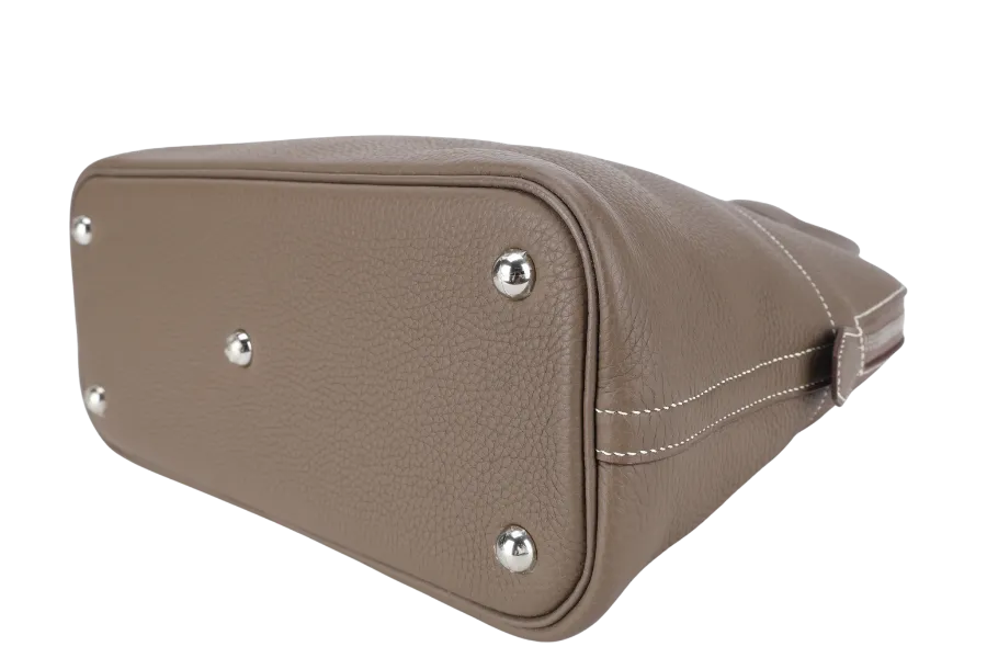 HERMES BOLIDE 31 TAUPE CLEMENCE LEATHER SILVER HARDWARE STAMP A (YEAR 2017) WITH STRAPS, DUST COVER AND BOX