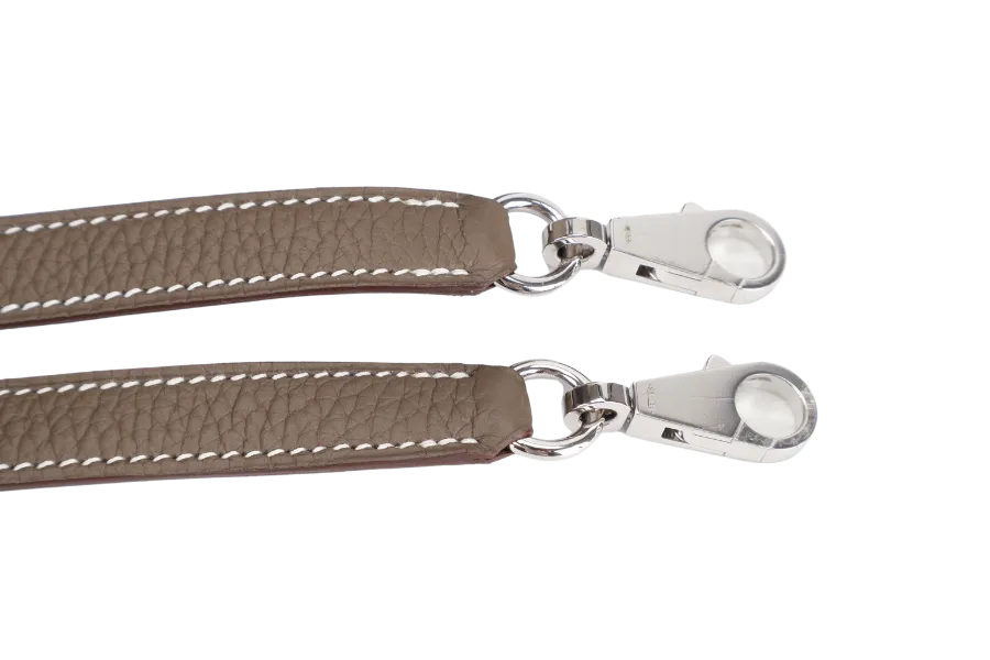 HERMES BOLIDE 31 TAUPE CLEMENCE LEATHER SILVER HARDWARE STAMP A (YEAR 2017) WITH STRAPS, DUST COVER AND BOX