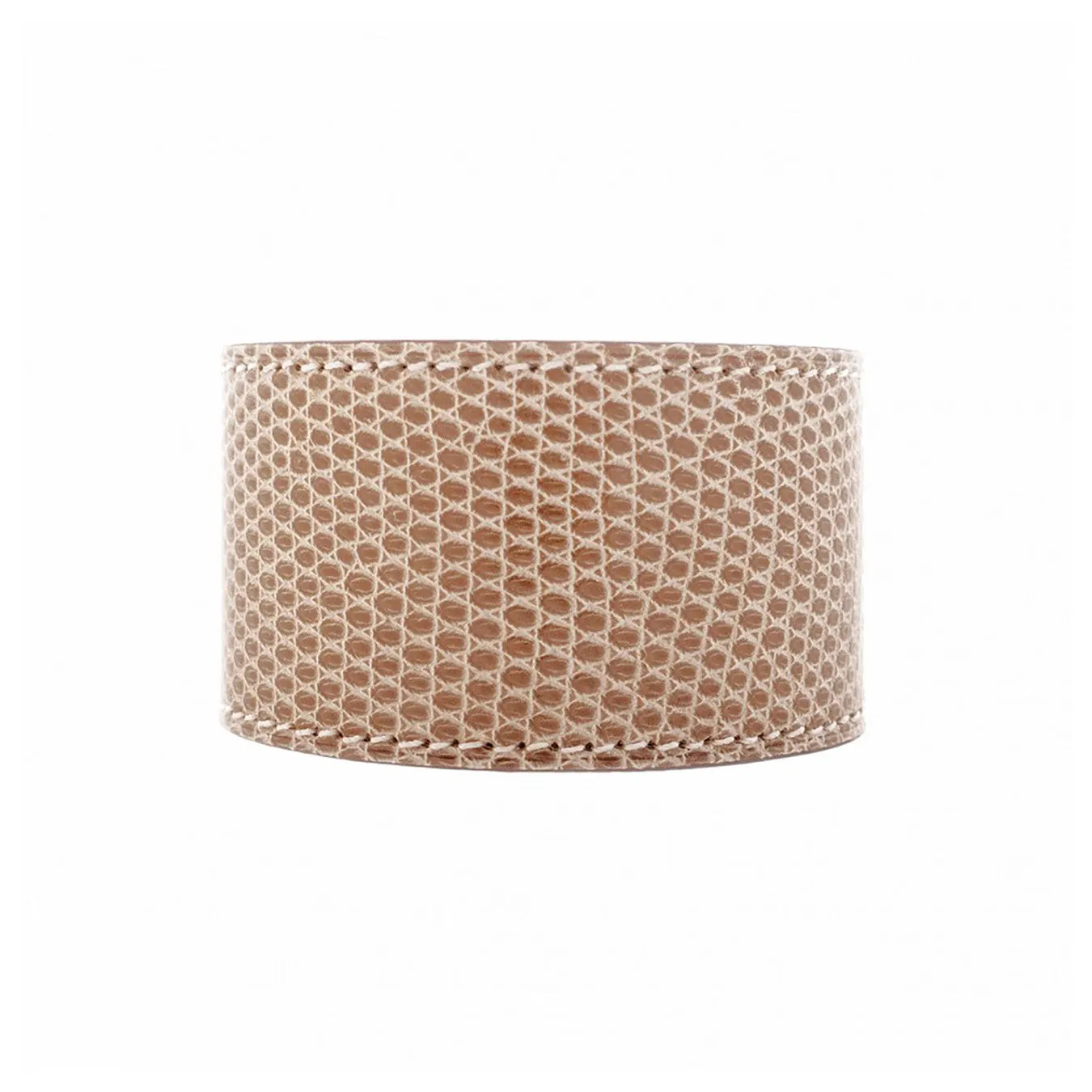 Hermes Ficelle Beige Lizard Kelly Dog Palladium Leather Cuff Bracelet