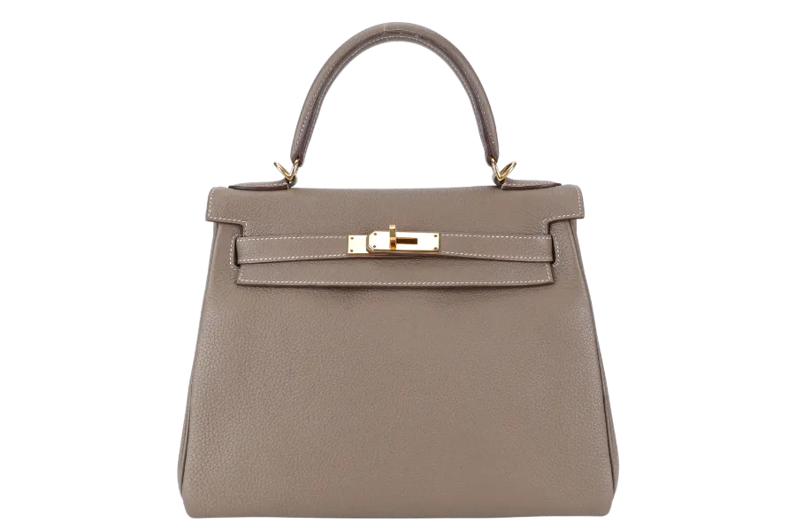 HERMES KELLY 28 RETOURNE ETOUPE TOGO GOLD HARDWARE STAMP X (2016) WITH DUST COVER, KEYS, LOCK STRAPS AND ORGANISER