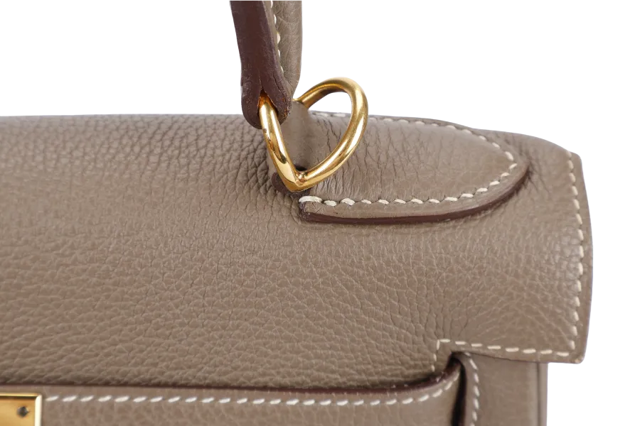 HERMES KELLY 28 RETOURNE ETOUPE TOGO GOLD HARDWARE STAMP X (2016) WITH DUST COVER, KEYS, LOCK STRAPS AND ORGANISER