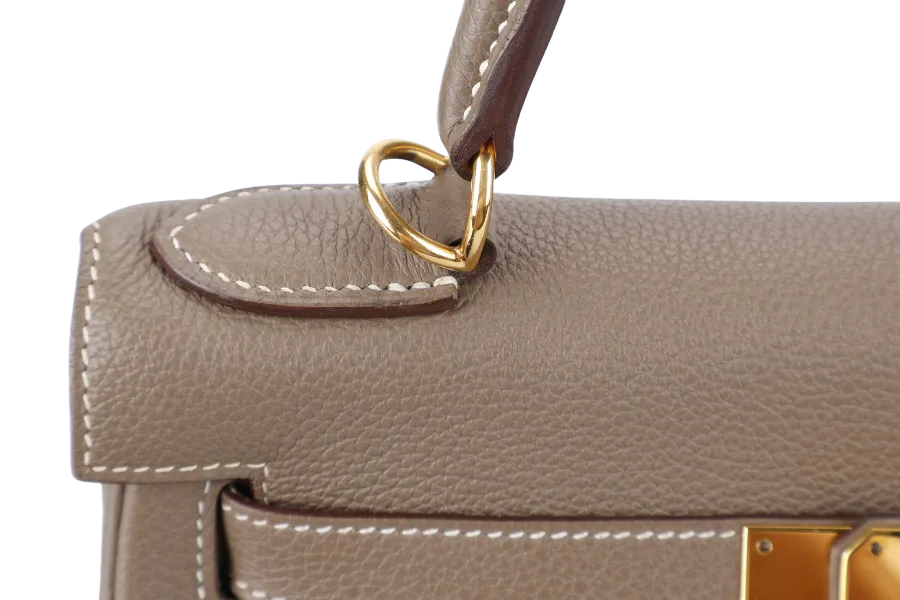 HERMES KELLY 28 RETOURNE ETOUPE TOGO GOLD HARDWARE STAMP X (2016) WITH DUST COVER, KEYS, LOCK STRAPS AND ORGANISER