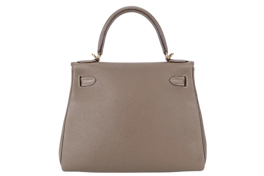 HERMES KELLY 28 RETOURNE ETOUPE TOGO GOLD HARDWARE STAMP X (2016) WITH DUST COVER, KEYS, LOCK STRAPS AND ORGANISER