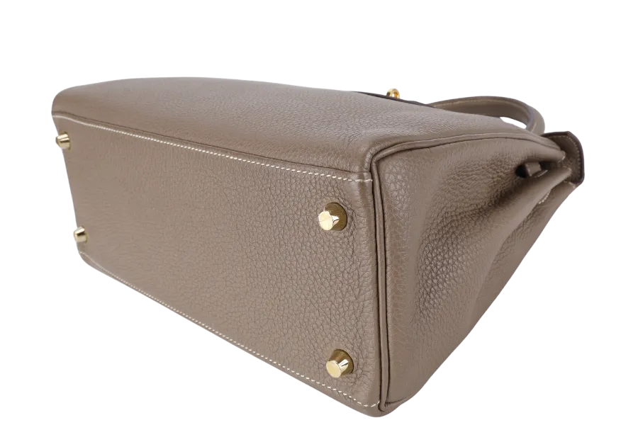HERMES KELLY 28 RETOURNE ETOUPE TOGO GOLD HARDWARE STAMP X (2016) WITH DUST COVER, KEYS, LOCK STRAPS AND ORGANISER