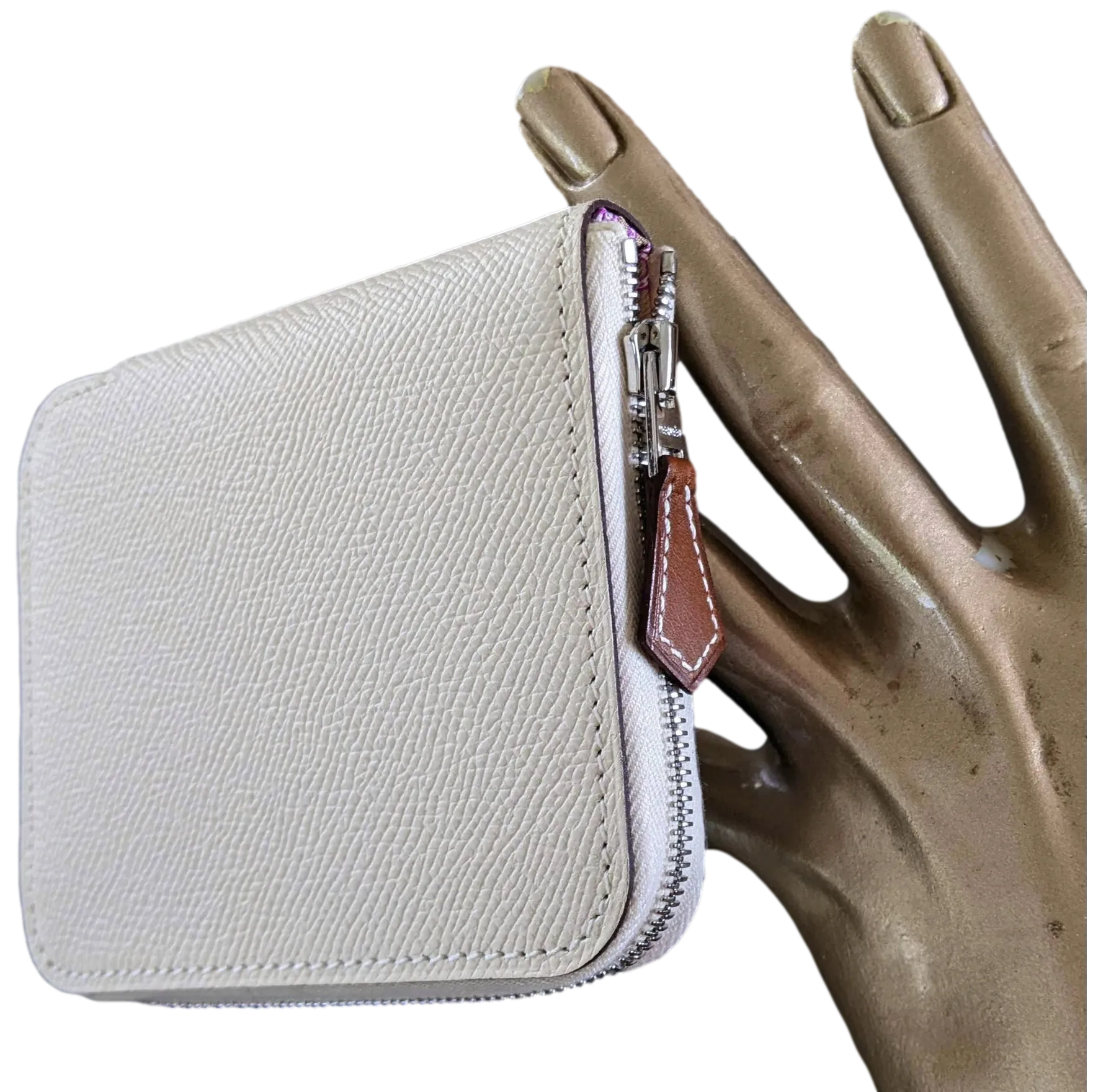 Hermes [L33] Nata/Rose Pourpre Portefeuille "Silk'In Compact" Zipped Wallet, BNIB!