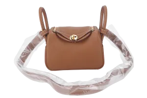 HERMES MINI LINDY STAMP B (YEAR 2024) GOLD CLEMENCE GOLD HARDWARE WITH DUST COVER