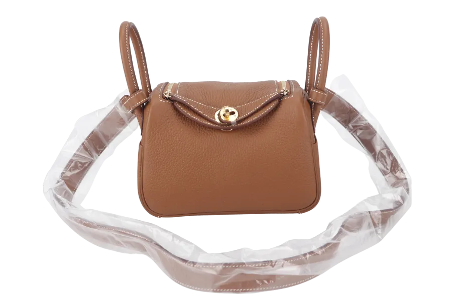 HERMES MINI LINDY STAMP B (YEAR 2024) GOLD CLEMENCE GOLD HARDWARE WITH DUST COVER