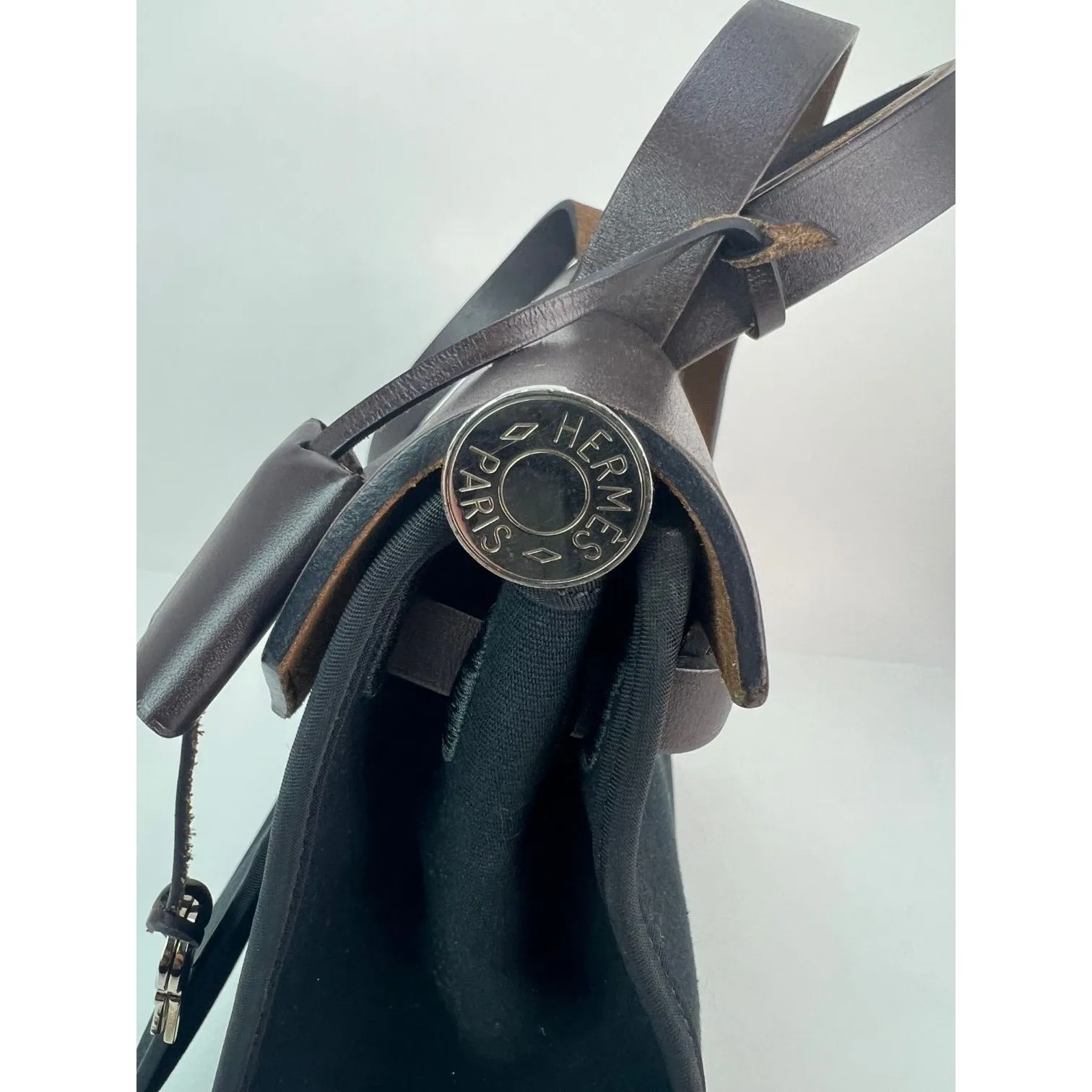 Hermes Toile vache Hunter Herbag zip 31 PM Black Ebene Shoulder Bag