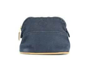 Hermès Navy Toile Bolide Cosmetic Pouch Make Up Case 1her1111