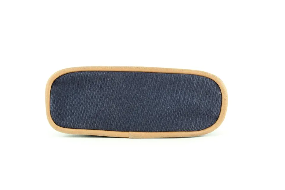 Hermès Navy Toile Bolide Cosmetic Pouch Make Up Case 1her1111