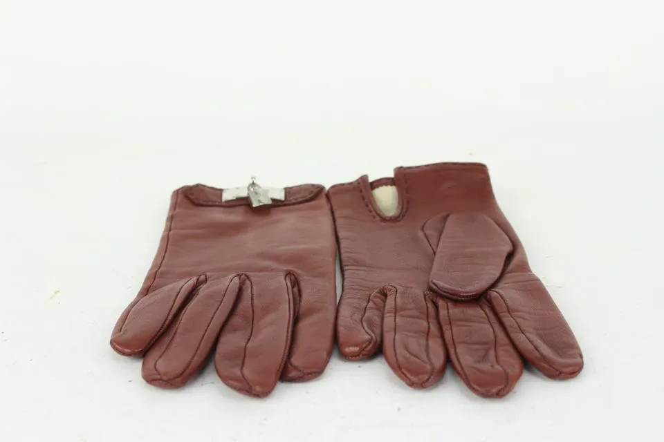 Hermès Size 6 Burgundy Leather Kelly Hommage Gloves 242her5