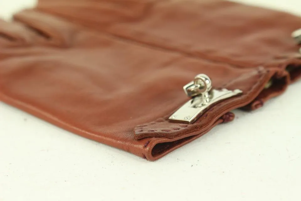 Hermès Size 6 Burgundy Leather Kelly Hommage Gloves 242her5