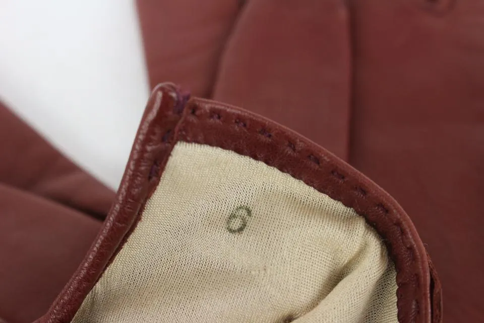 Hermès Size 6 Burgundy Leather Kelly Hommage Gloves 242her5