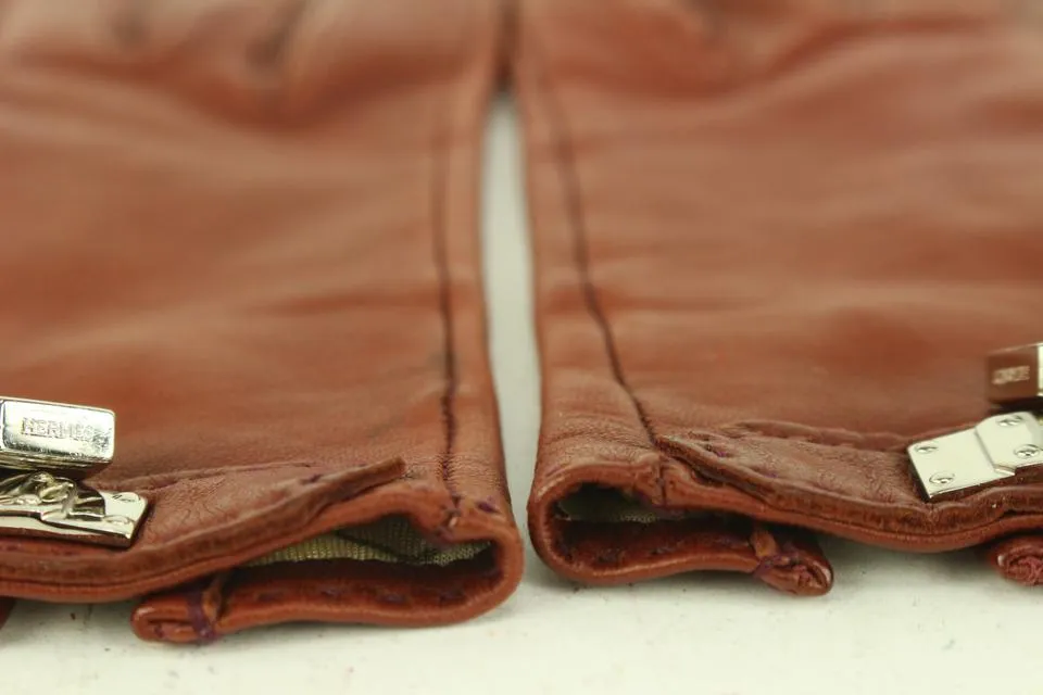 Hermès Size 6 Burgundy Leather Kelly Hommage Gloves 242her5