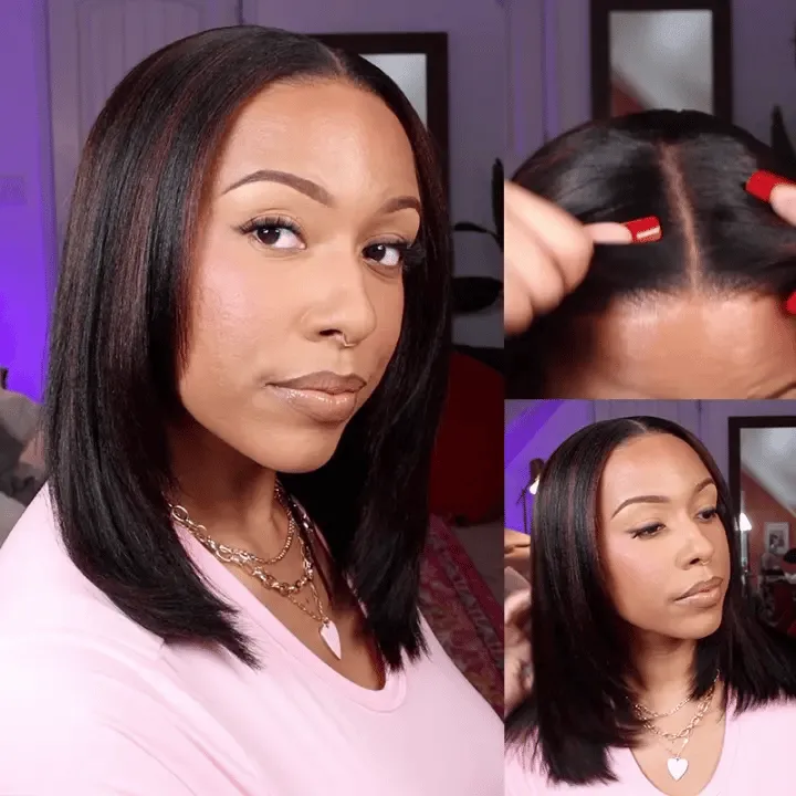 Highlight Yaki Straight Bob 13x4 Lace Frontal  Pre Everthing 6x4.5 / 4x4 Lace Clsoure Human Hair Wig