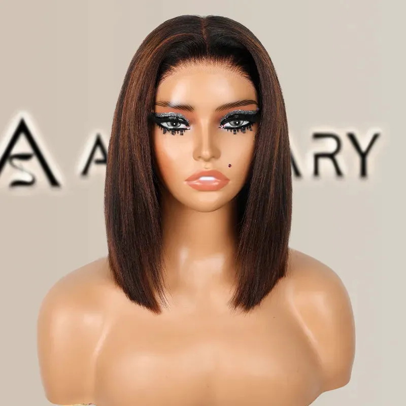Highlight Yaki Straight Bob 13x4 Lace Frontal  Pre Everthing 6x4.5 / 4x4 Lace Clsoure Human Hair Wig