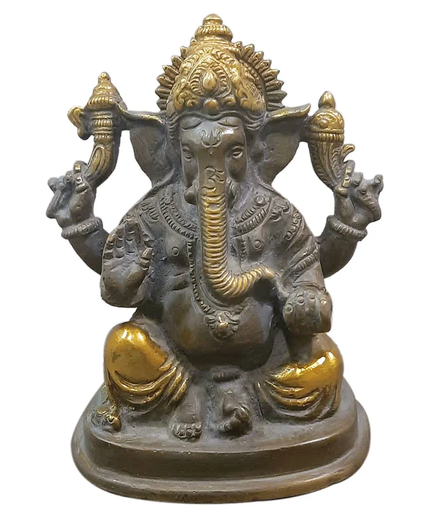 Hindu God Ganesha Brass Sculpture (4.75 Inch)