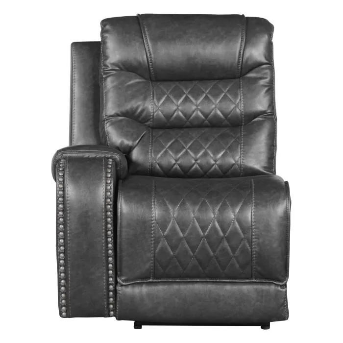 Homelegance Furniture Putnam Power Left Side Reclining Chair with USB Port in Gray 9405GY-LRPW
