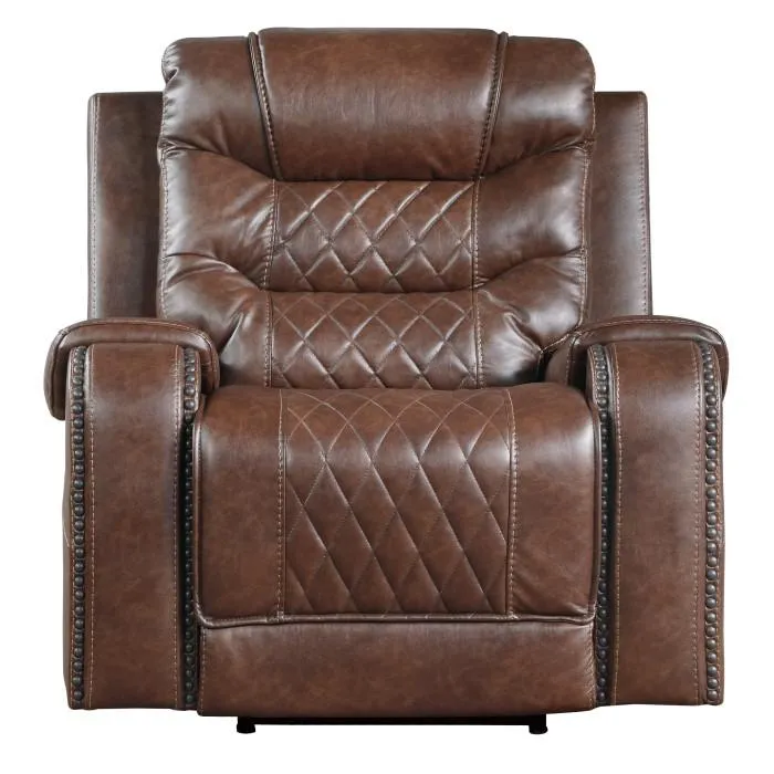 Homelegance Furniture Putnam Power Reclining Chair in Brown 9405BR-1PW