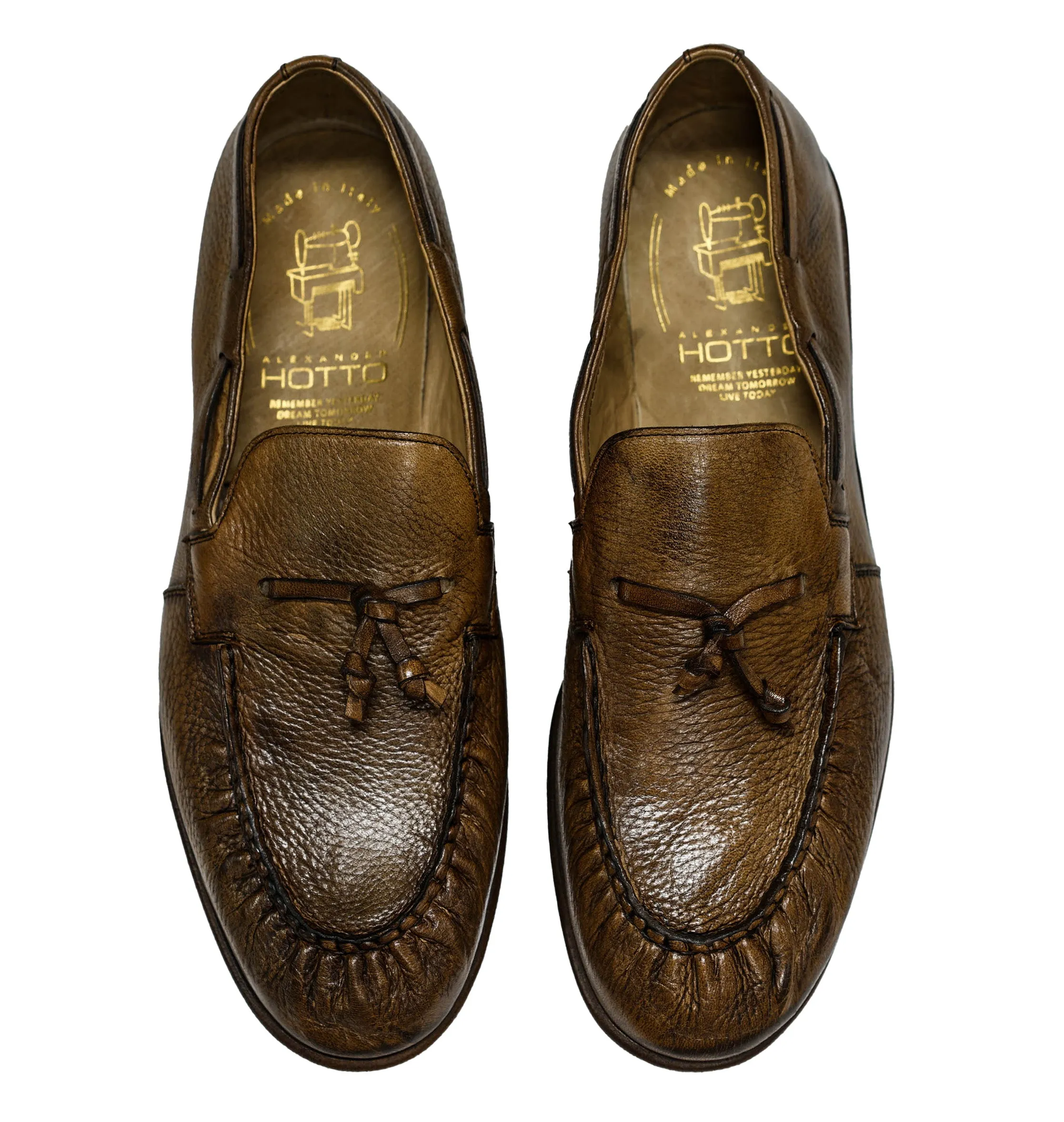 Hotto Men's Leather Brandy Tassel Loafer 63007 50% OFF