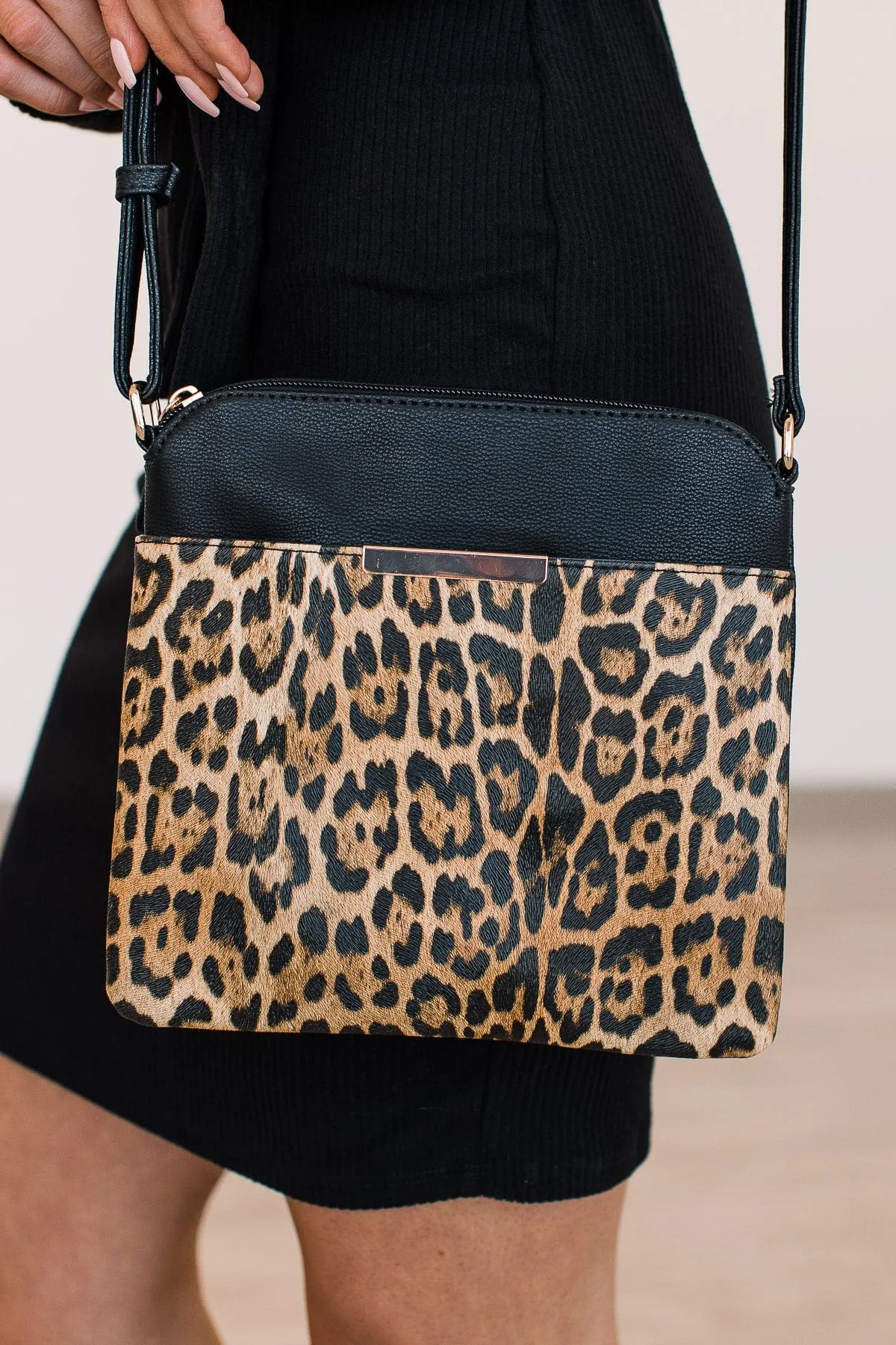 In The Spotlight Crossbody Purse- Natural Leopard