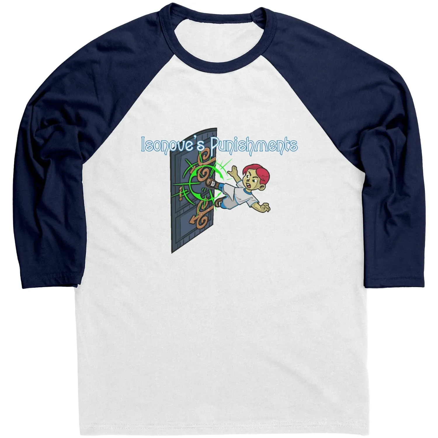 Isonove's Punishments Door Kick Unisex 3/4 Sleeve Raglan Tee