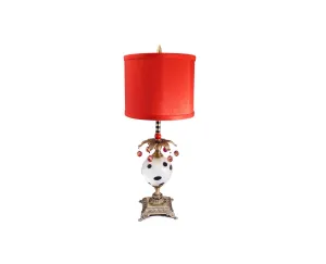 Ivory and Black Dot Lamp with Red Shade