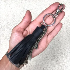 Izzy Black Fringed Leather Tassel Kuchi Keyrings