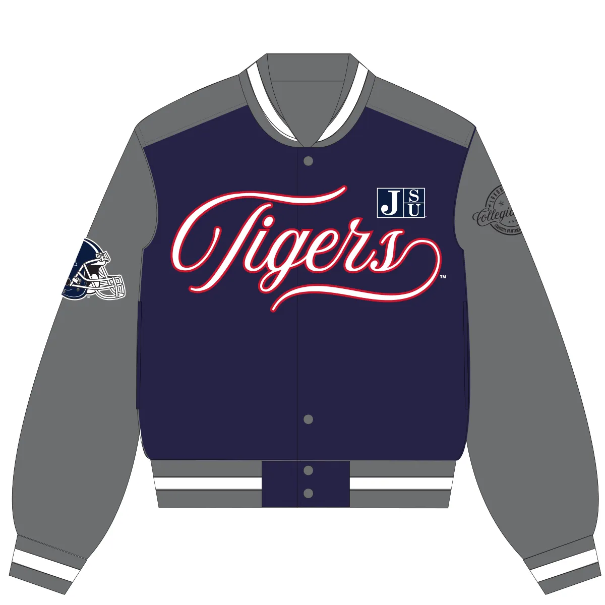 Jackson State | CROP TOP LEATHER VARSITY JACKET