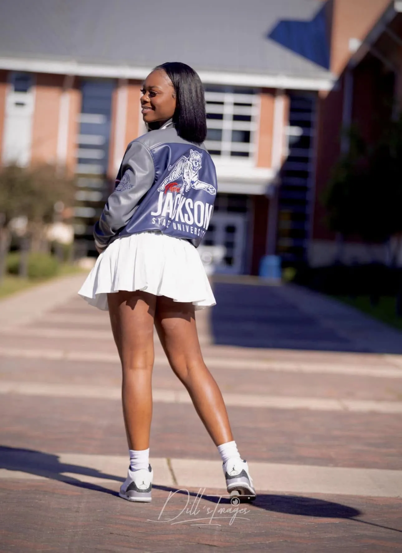 Jackson State | CROP TOP LEATHER VARSITY JACKET