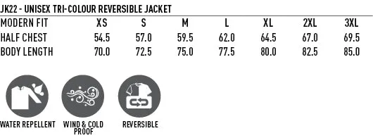 JK22 CASCADE TRI-COLOUR CONTRAST REVERSIBLE JACKET