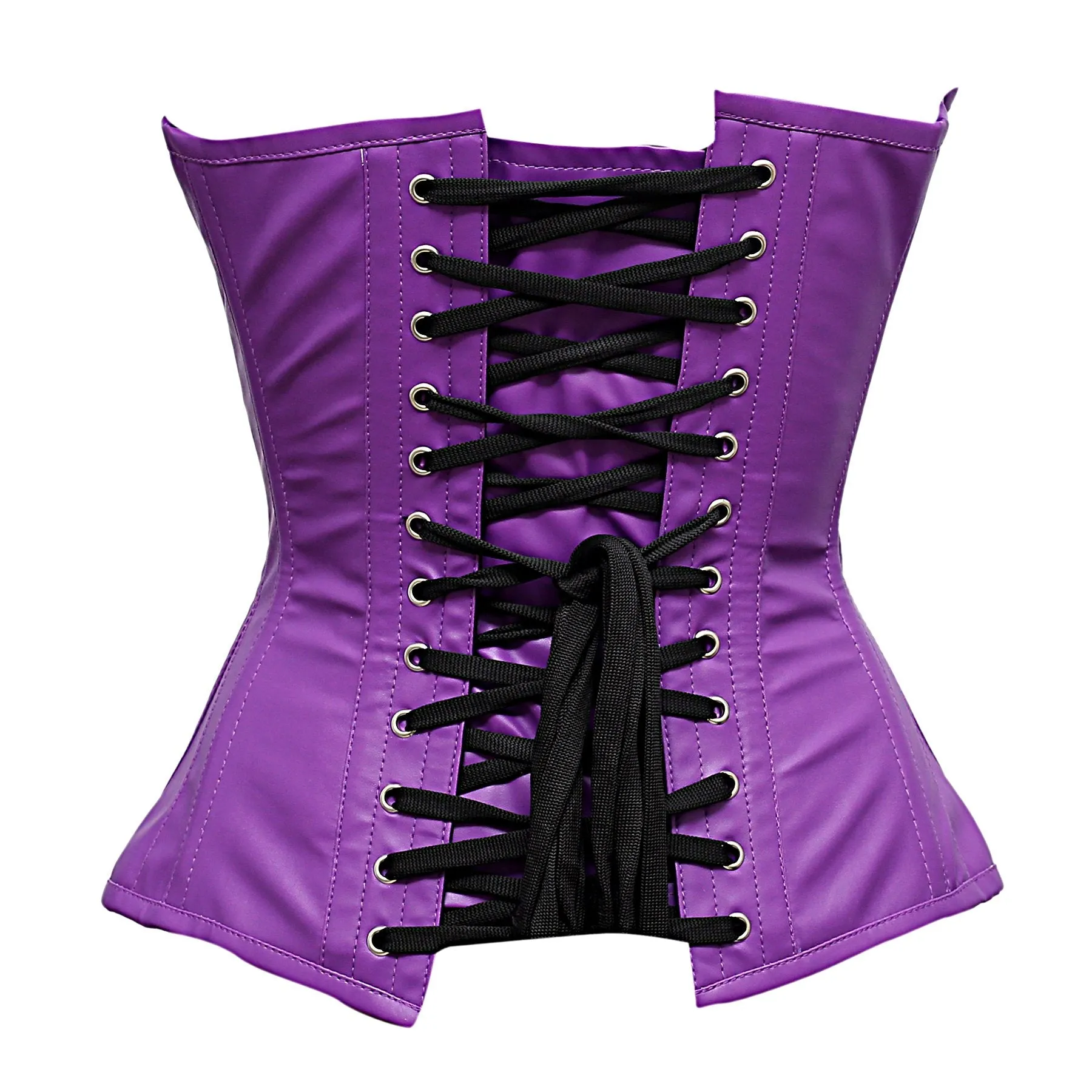 Judde Steel Bone Purple Faux Leather Corset
