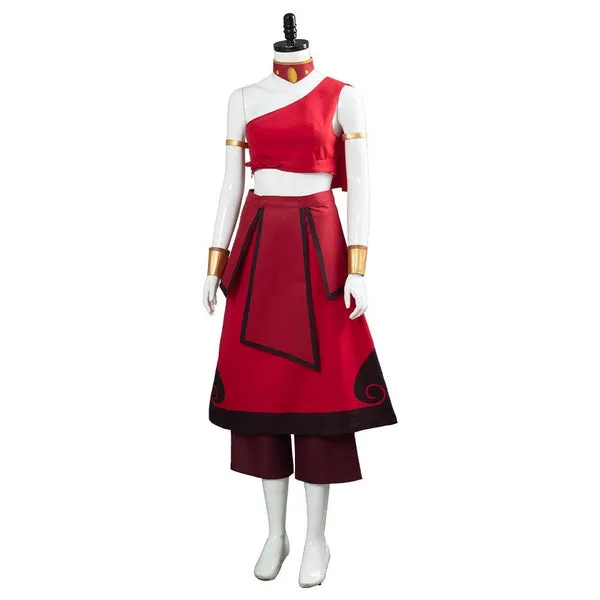 Katara Fire Nation Adult Red Outfit Halloween Cosplay Costume