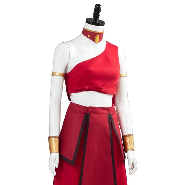 Katara Fire Nation Adult Red Outfit Halloween Cosplay Costume