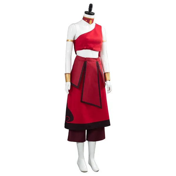 Katara Fire Nation Adult Red Outfit Halloween Cosplay Costume