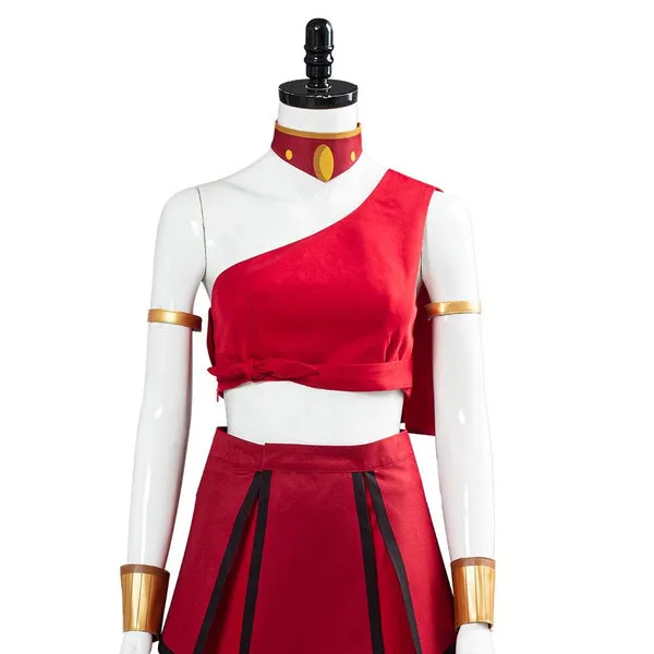 Katara Fire Nation Adult Red Outfit Halloween Cosplay Costume