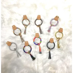 Key Ring PU Leather Bangle with Tassel