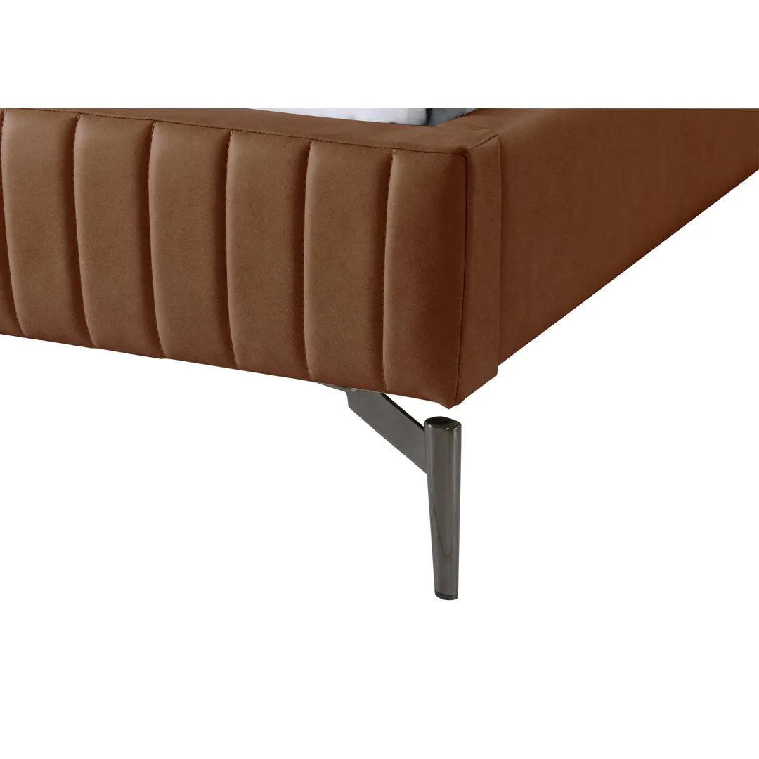 Kirstan Upholstered Bed Wrought Studio™ Color: Soft Cognac Faux Leather Size: Twin