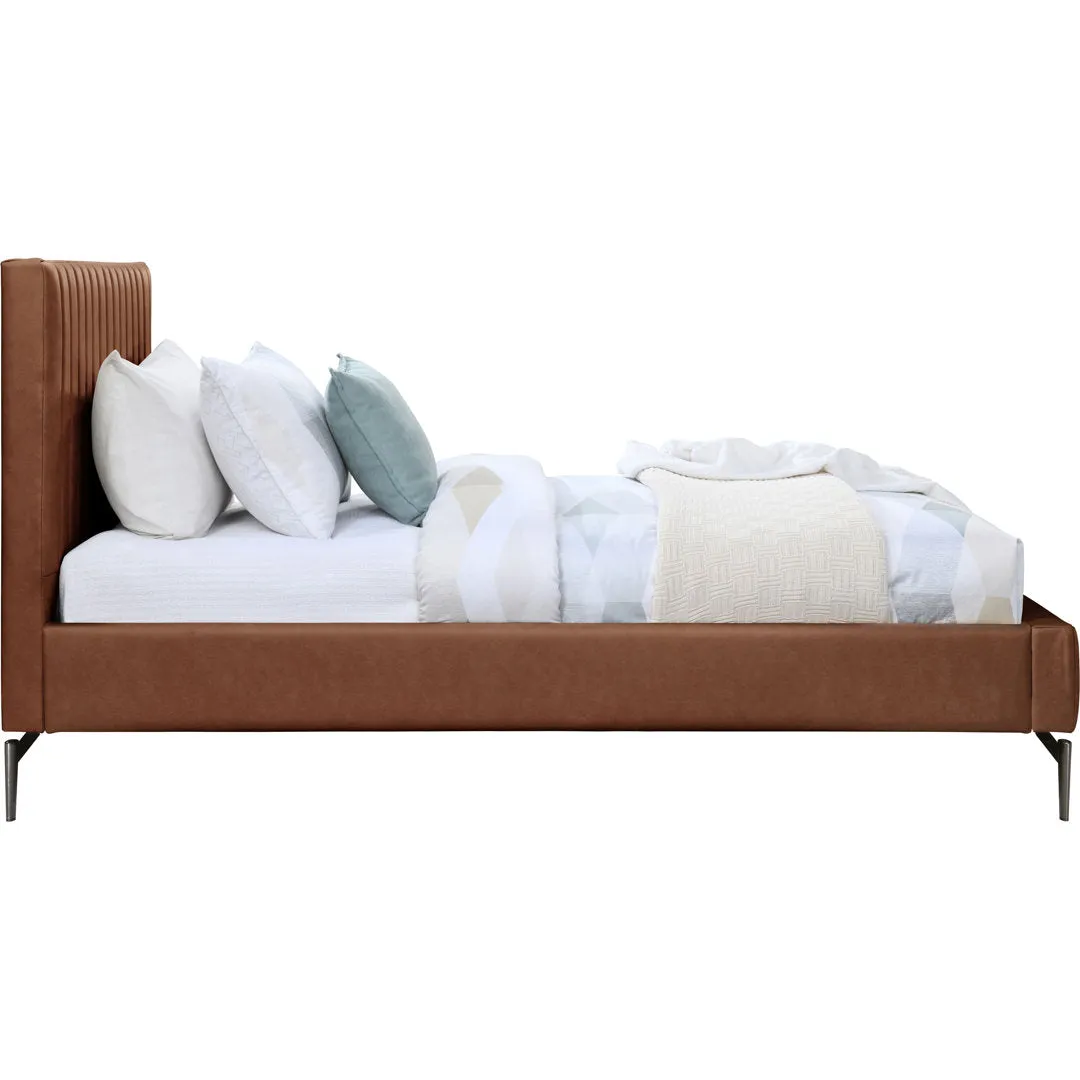 Kirstan Upholstered Bed Wrought Studio™ Color: Soft Cognac Faux Leather Size: Twin