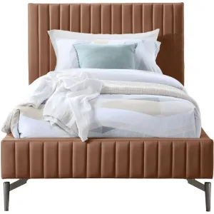 Kirstan Upholstered Bed Wrought Studio™ Color: Soft Cognac Faux Leather Size: Twin