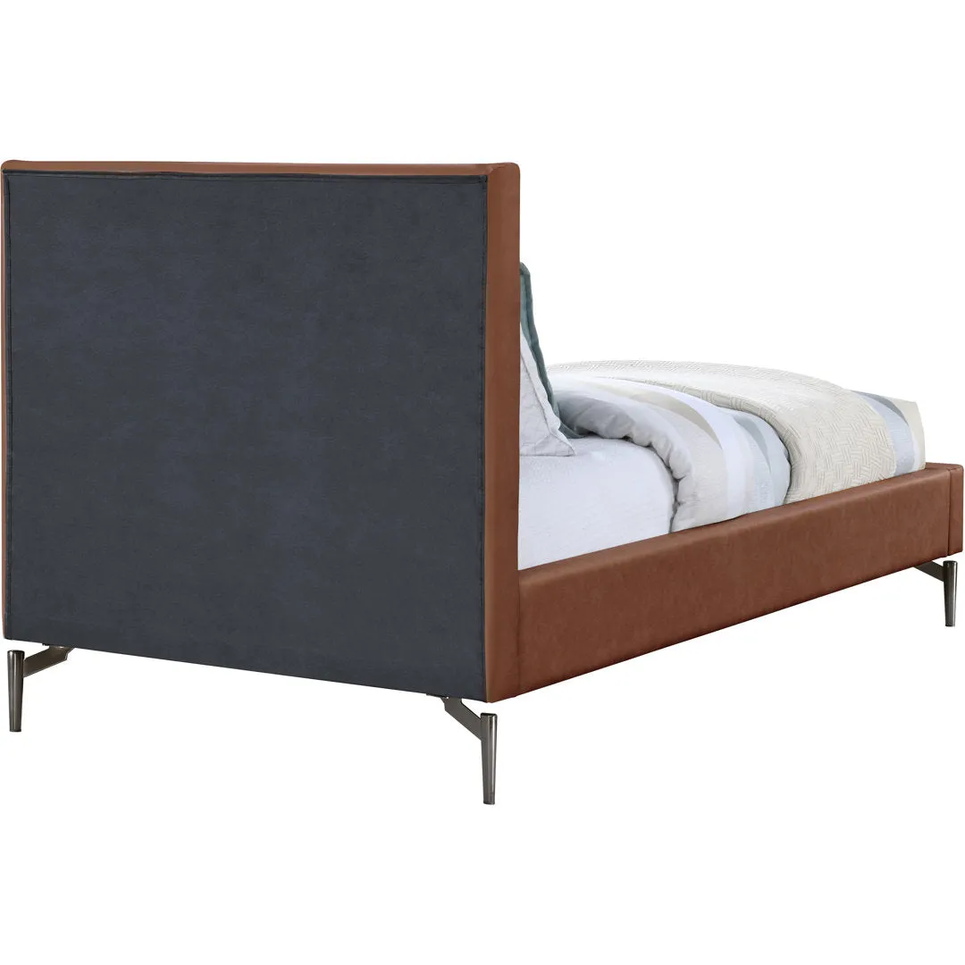 Kirstan Upholstered Bed Wrought Studio™ Color: Soft Cognac Faux Leather Size: Twin