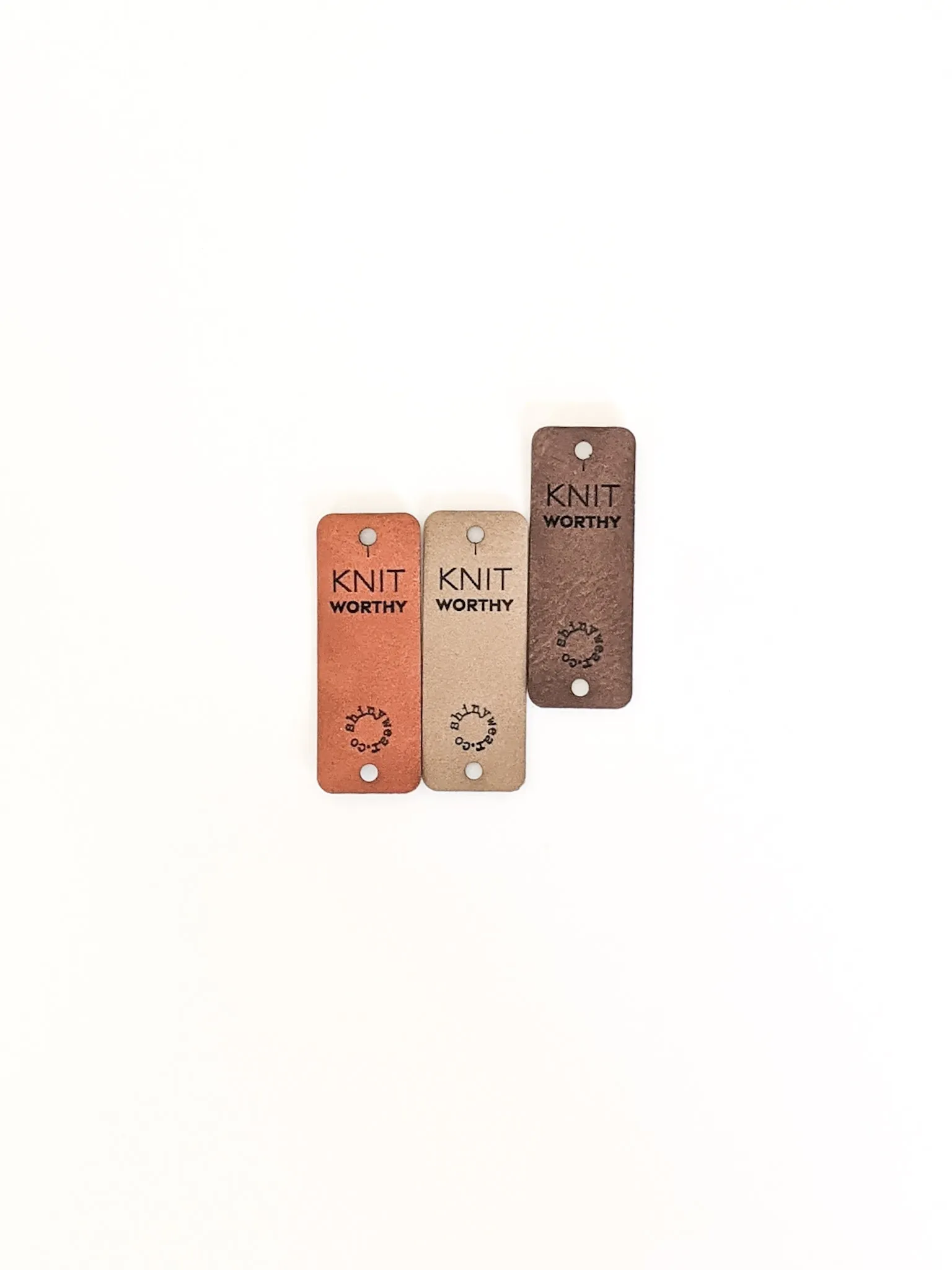Knitworthy no-sew leatherette tag