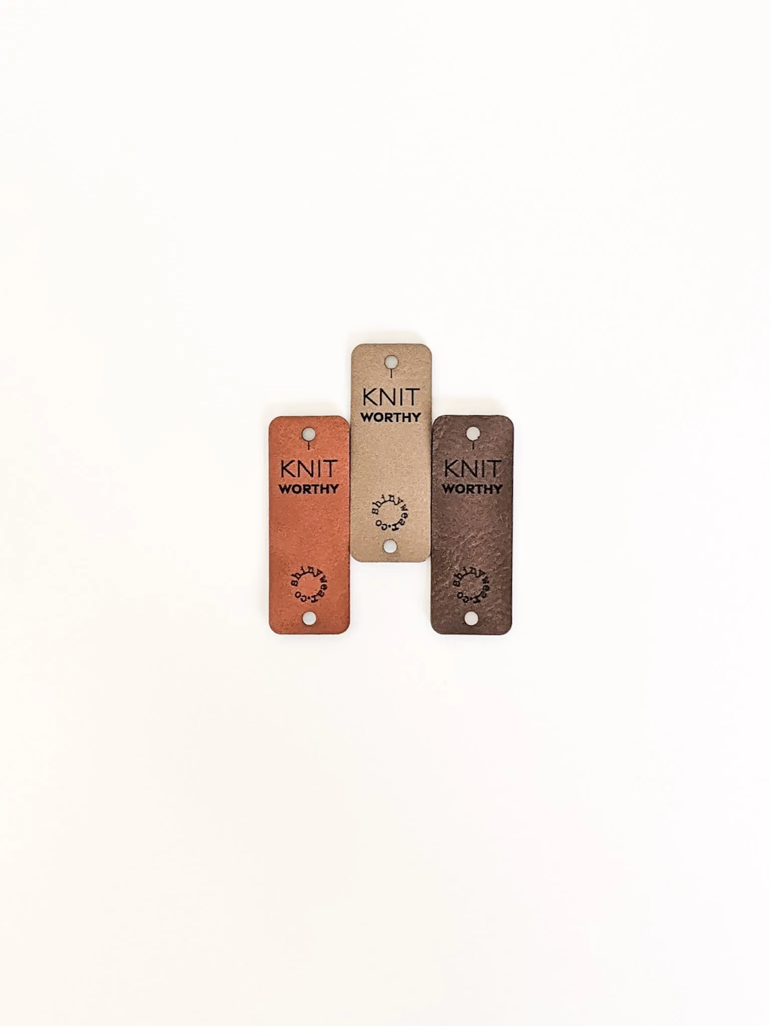 Knitworthy no-sew leatherette tag